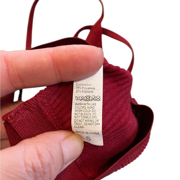 Red and Black casual Ribbed Bralette Set - Picture 3 of 6